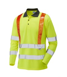 LEO WORKWEAR BICKLETON ISO 20471 Cl 3 Orange Brace Coolviz Sleeved Polo Shirt